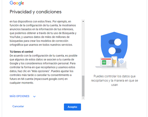 condiciones gmail