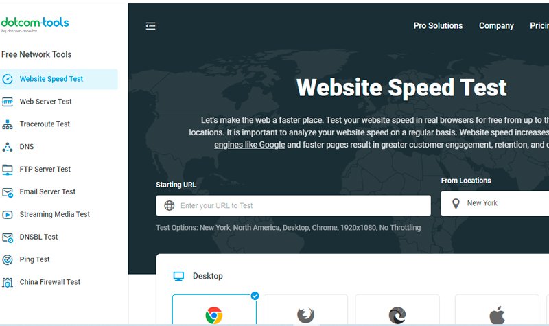 dotcom tools website speed test